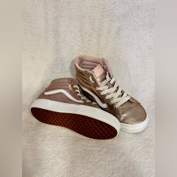 Vans 1 Youth SK8 Hi Top Glitter Rose Gold Sneakers - Picture 4 of 10